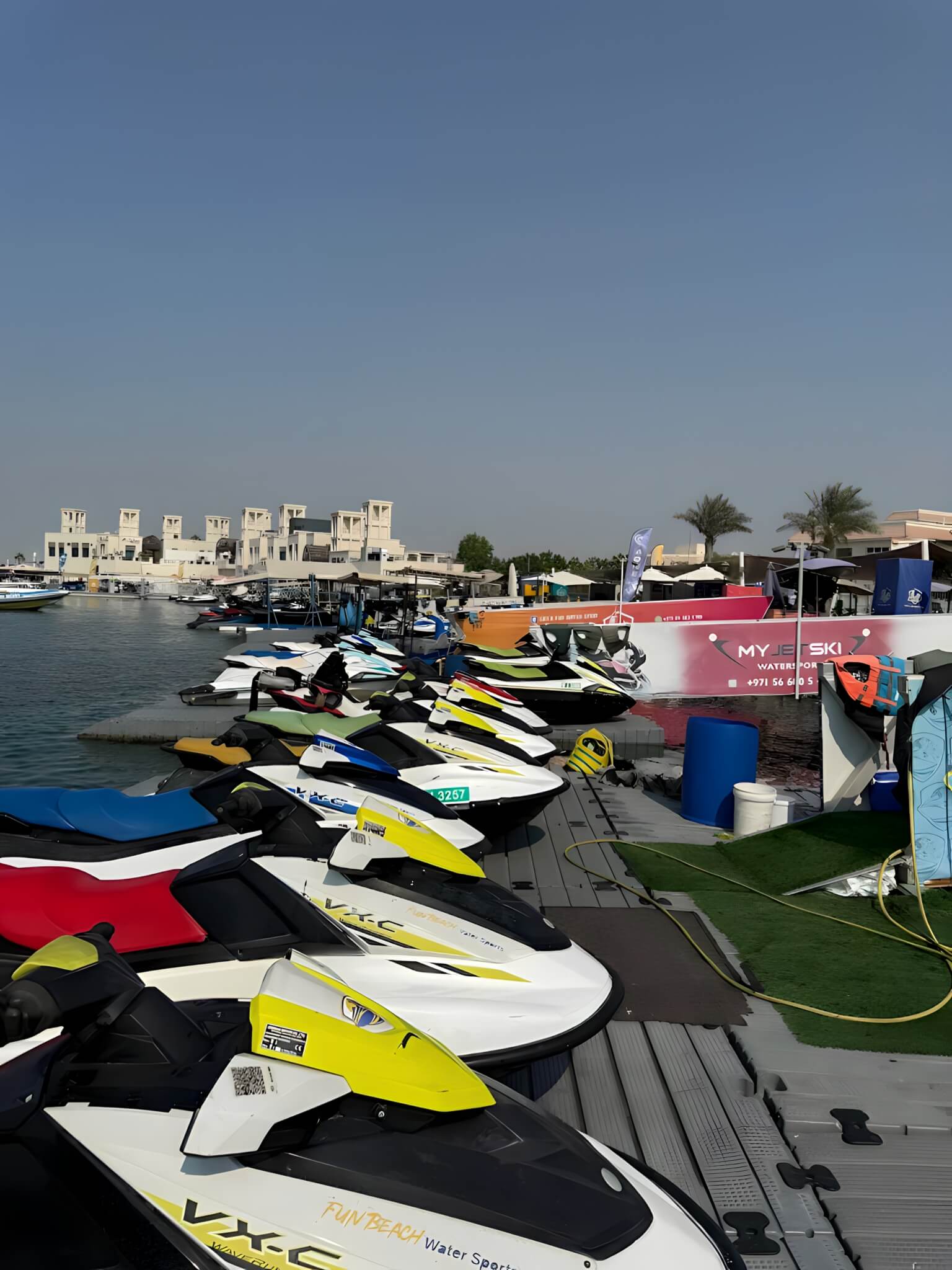 The Fun Beach Water Sports jet ski fleet in Dubai