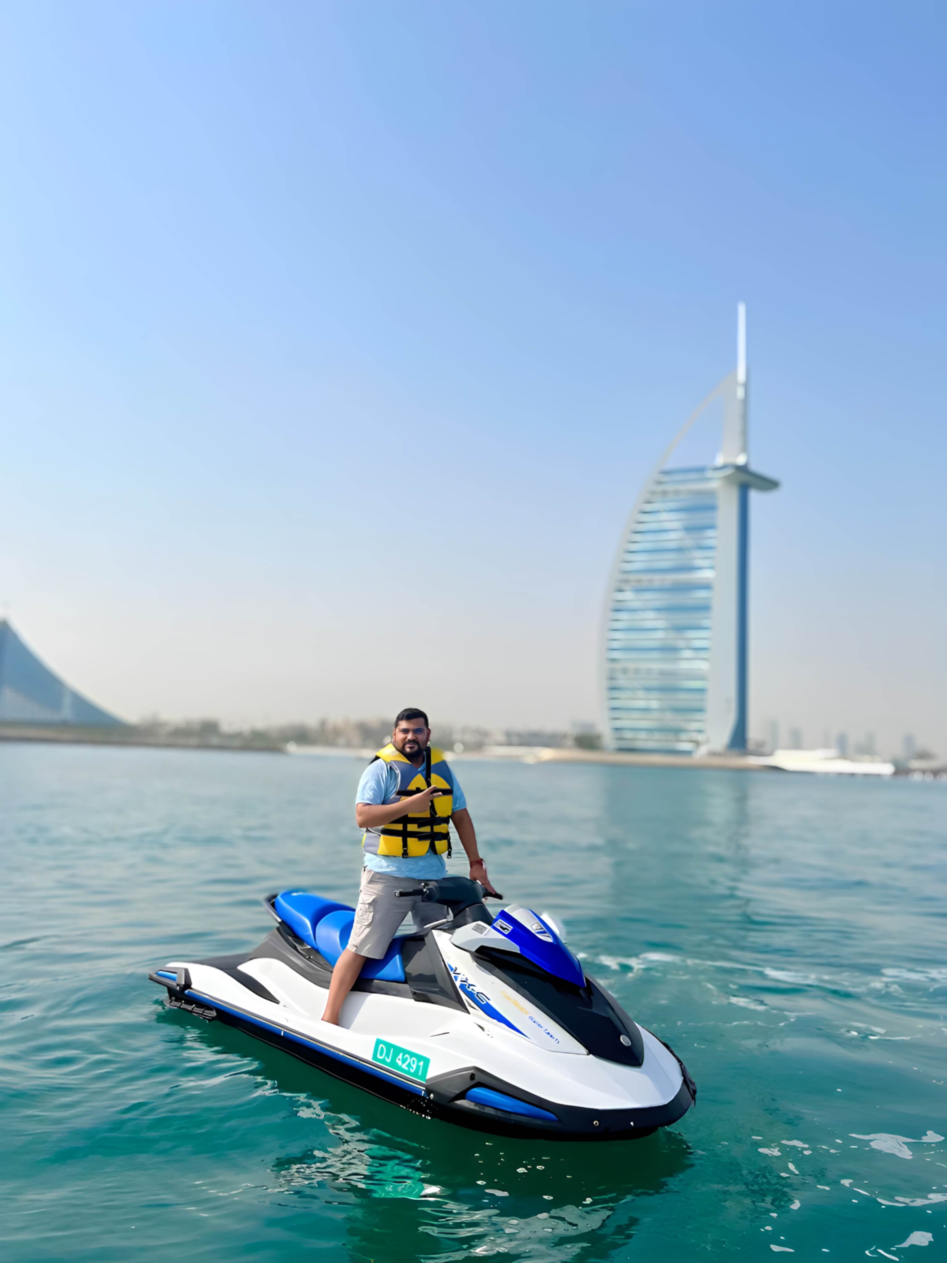 Jet ski rider near the Burj Al Arab in Dubai